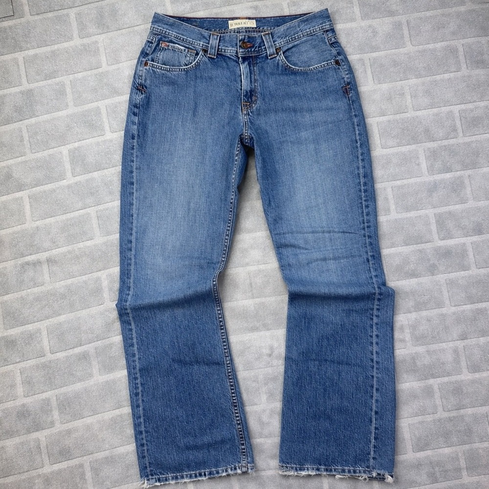 BKE 67 Luke Long Jeans Mens 32x34 Blue (Tag 33) Bootcut Relaxed Distressed Denim